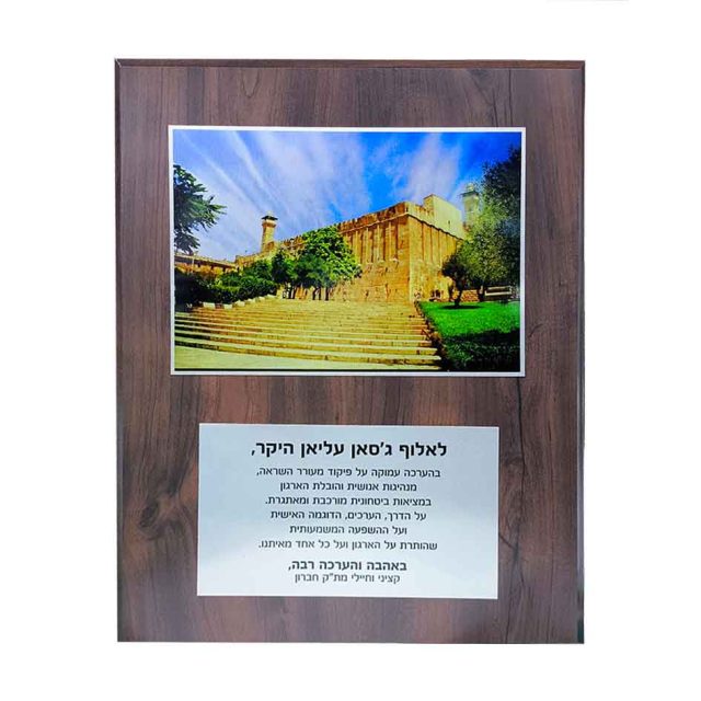 מגן הוקרה עץ 30*40 ס"מ