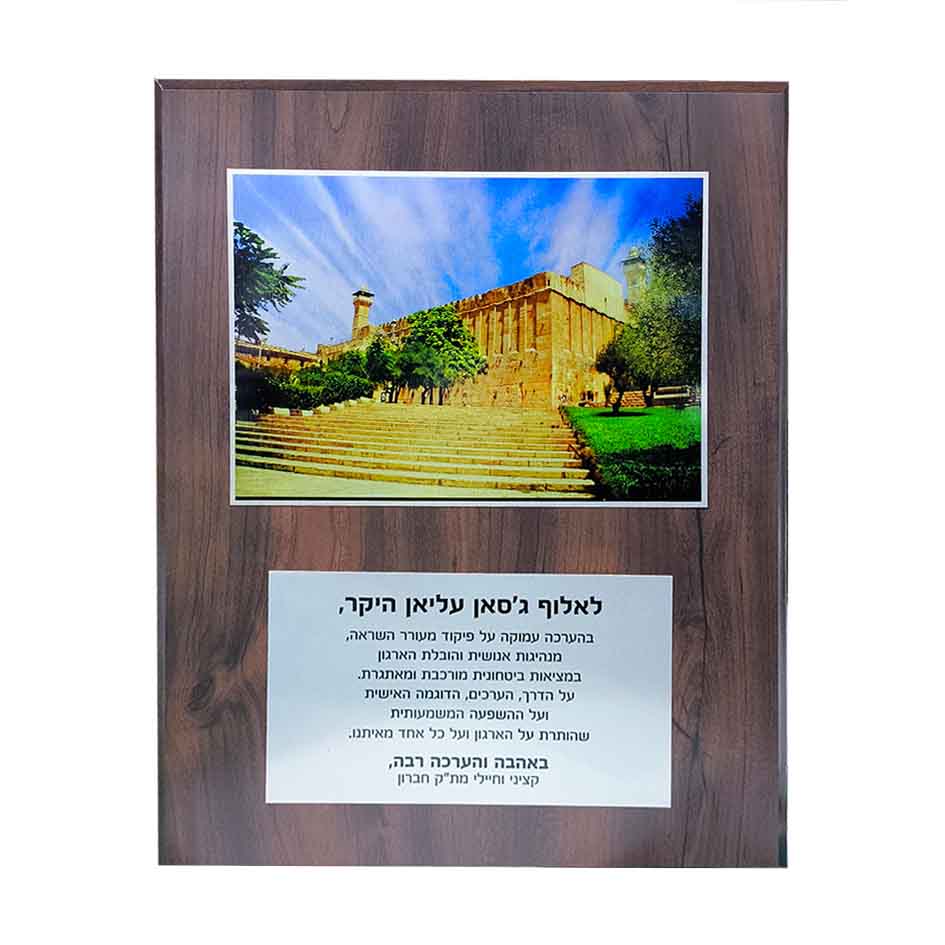 מגן הוקרה עץ 30*40 ס"מ