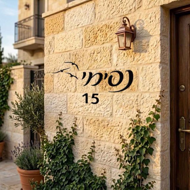 שלט אותיות לבית עם ציפורים
צבע אותיות ועובי לבחירה
