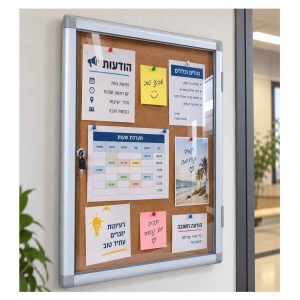 לוח מודעות עמיד חוץ עם מפתח