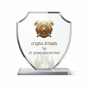 מגן הוקרה זכוכית דגם מגן