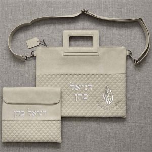 תיק לטלית תפילין דמוי עור גוון אפור