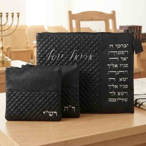 סט טלית תפילין רש"י ר' תם דמוי עור